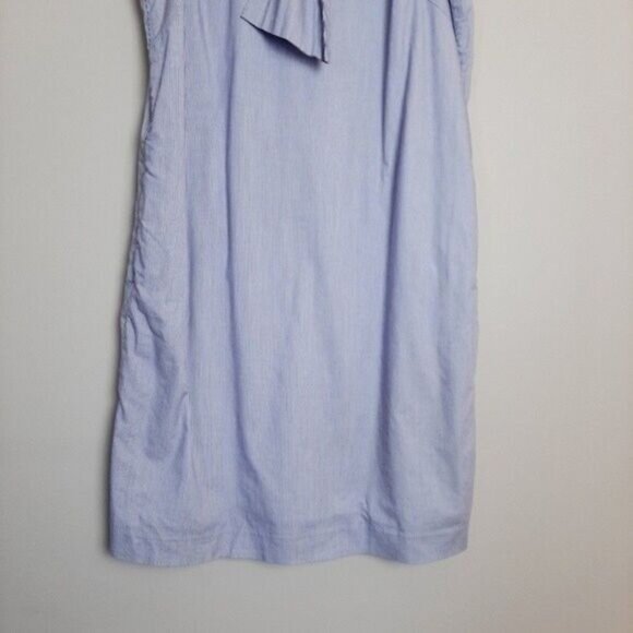 BANANA REPUBLIC | Sleeveless Bow Neck Shift Dress Stripe Blue & White 10 Petite - Picture 4 of 10